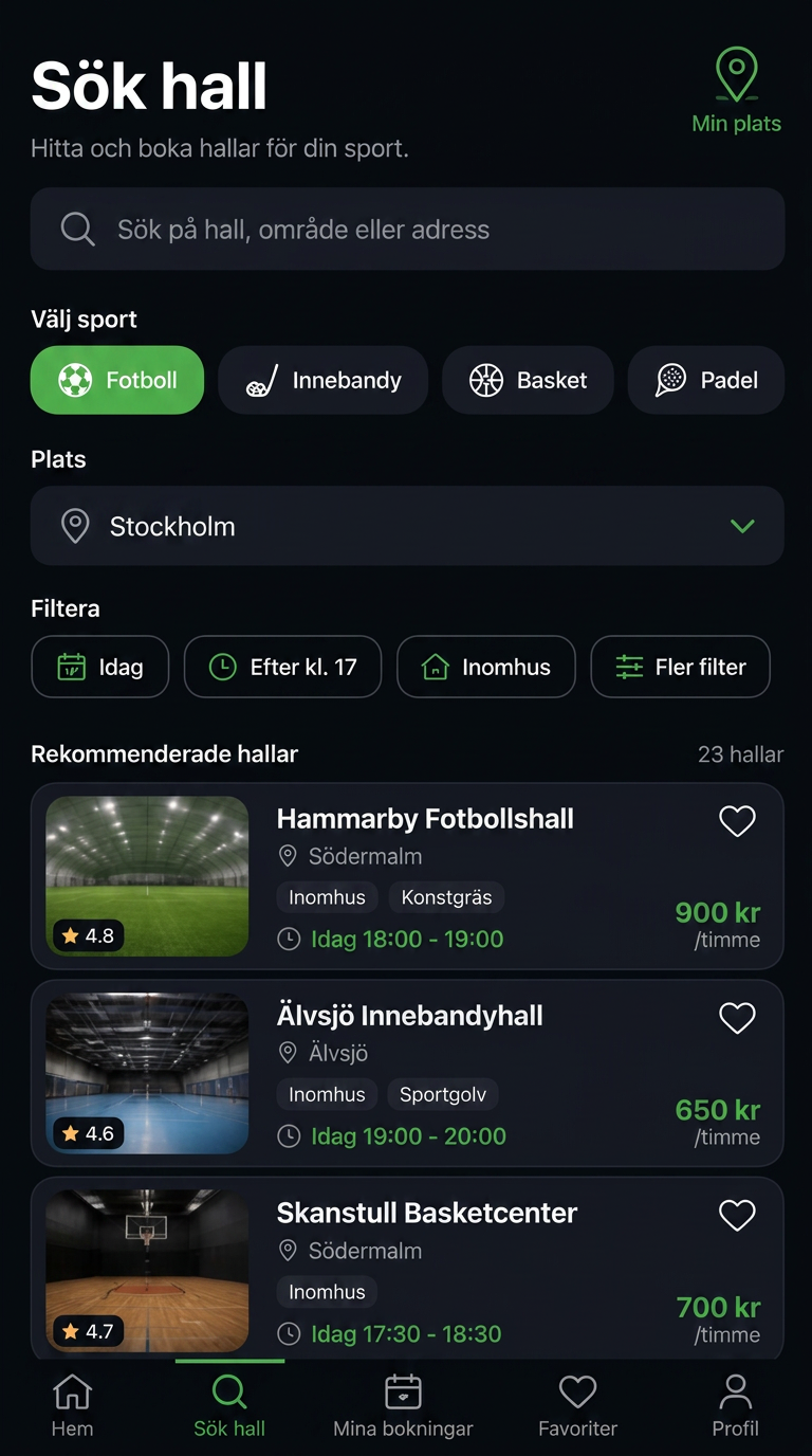 Sök efter sport och område